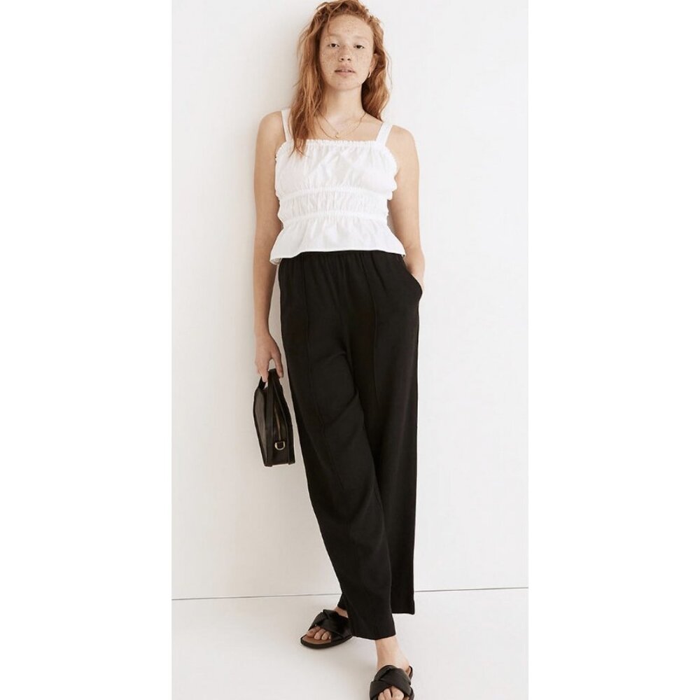 Madewell White Smocked Square-Neck Tank Top